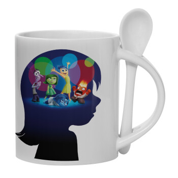 Τα Μυαλά που Κουβαλάς, Ceramic coffee mug with Spoon, 330ml (1pcs)