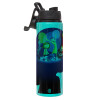 Metallic water bottle with safety lid, 850ml aluminum
