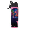 Metallic water bottle with safety lid, 850ml aluminum