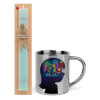 Easter Set, metallic thermal cup (300ml) & aromatic flat Easter candle (30cm) (TURQUOISE)