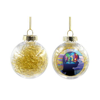 Τα Μυαλά που Κουβαλάς, Χριστουγεννιάτικη μπάλα δένδρου διάφανη με χρυσό γέμισμα 8cm