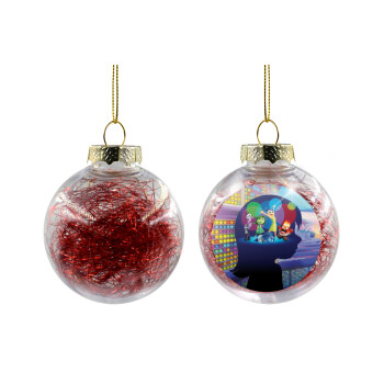 Τα Μυαλά που Κουβαλάς, Χριστουγεννιάτικη μπάλα δένδρου διάφανη με κόκκινο γέμισμα 8cm