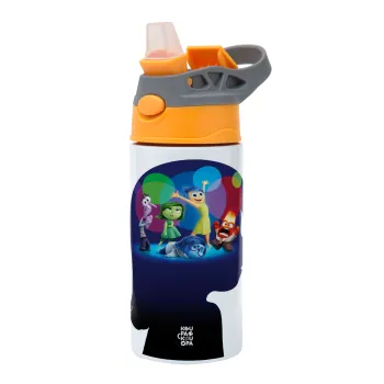 Τα Μυαλά που Κουβαλάς, Παιδικό παγούρι θερμό, ανοξείδωτο, με καλαμάκι ασφαλείας, Πορτοκαλί/Γκρι (360ml) BPA-FREE