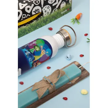 Τα Μυαλά που Κουβαλάς, Πασχαλινή Λαμπάδα με παγούρι μεταλλικό (620ml, stainless steel) & κερί αρωματικό πλακέ (30cm) (ΤΙΡΚΟΥΑΖ)