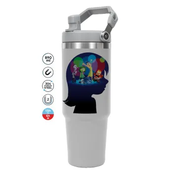 Τα Μυαλά που Κουβαλάς, ΓΚΡΙ χρώματος Θερμός Ανοξείδωτο 890ml (30oz) με χερούλι