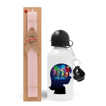 Τα Μυαλά που Κουβαλάς, Πασχαλινή Λαμπάδα με παγούρι μεταλλικό αλουμινίου (500ml) & κερί αρωματικό πλακέ (30cm) (ΡΟΖ)