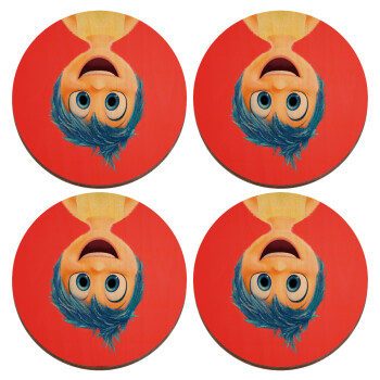 joy, ΣΕΤ x4 Σουβέρ ξύλινα στρογγυλά plywood (9cm)