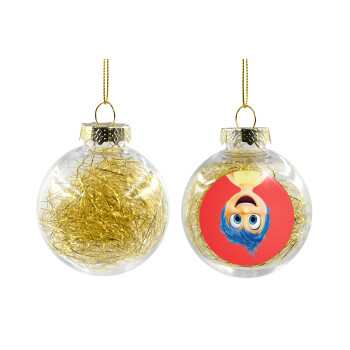 joy, Χριστουγεννιάτικη μπάλα δένδρου διάφανη με χρυσό γέμισμα 8cm