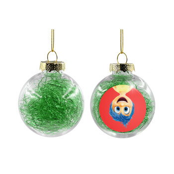 joy, Χριστουγεννιάτικη μπάλα δένδρου διάφανη με πράσινο γέμισμα 8cm