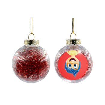 joy, Χριστουγεννιάτικη μπάλα δένδρου διάφανη με κόκκινο γέμισμα 8cm