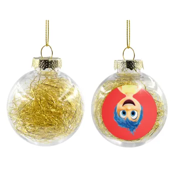 joy, Transparent Christmas tree ball ornament with gold filling 8cm