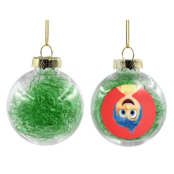 joy, Transparent Christmas tree ball ornament with green filling 8cm