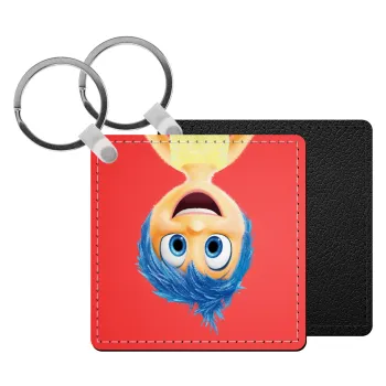 joy, Μπρελόκ Δερματίνη, τετράγωνο ΜΑΥΡΟ (5x5cm)