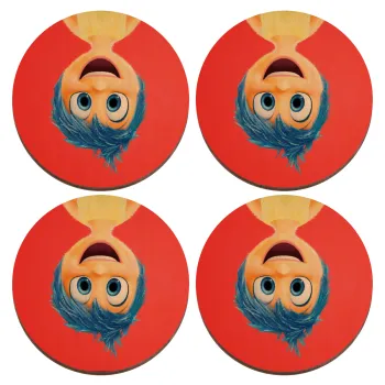 joy, ΣΕΤ x4 Σουβέρ ξύλινα στρογγυλά plywood (9cm)