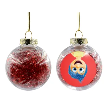 joy, Transparent Christmas tree ball ornament with red filling 8cm