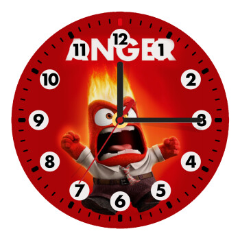 Anger, Θυμός, Ρολόι τοίχου ξύλινο (20cm)
