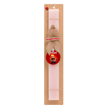 Anger, Easter Set, wooden keychain & scented flat Easter candle (30cm) (PINK)