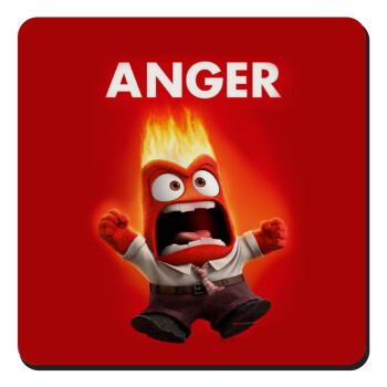 Anger, Θυμός, Τετράγωνο μαγνητάκι ξύλινο 9x9cm