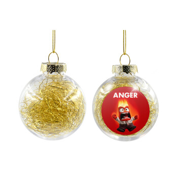Anger, Χριστουγεννιάτικη μπάλα δένδρου διάφανη με χρυσό γέμισμα 8cm