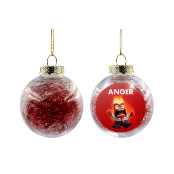 Anger, Χριστουγεννιάτικη μπάλα δένδρου διάφανη με κόκκινο γέμισμα 8cm
