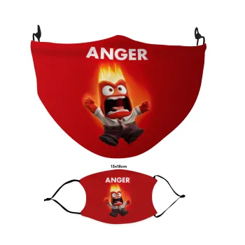Anger, Θυμός, Μάσκα υφασμάτινη Ενηλίκων πολλαπλών στρώσεων με υποδοχή φίλτρου