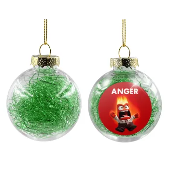 Anger, Transparent Christmas tree ball ornament with green filling 8cm
