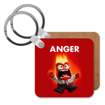 Anger, Θυμός, Μπρελόκ Ξύλινο τετράγωνο MDF