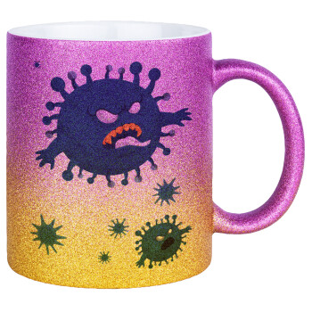 monster virus, Κούπα Χρυσή/Ροζ Glitter, κεραμική, 330ml