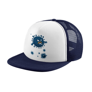monster virus, Καπέλο Ενηλίκων Soft Trucker με Δίχτυ Dark Blue/White (POLYESTER, ΕΝΗΛΙΚΩΝ, UNISEX, ONE SIZE)