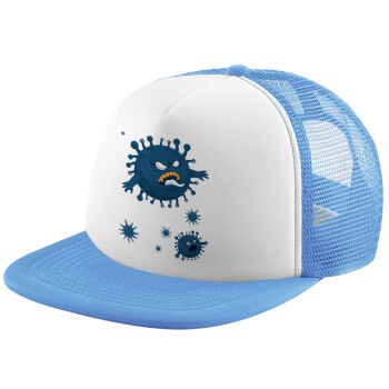 monster virus, Καπέλο Soft Trucker με Δίχτυ Γαλάζιο/Λευκό