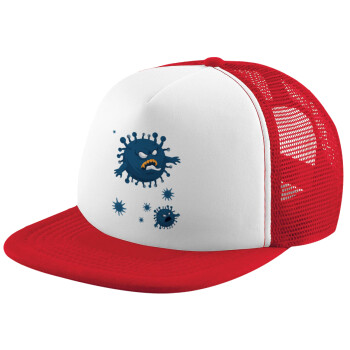 monster virus, Καπέλο Ενηλίκων Soft Trucker με Δίχτυ Red/White (POLYESTER, ΕΝΗΛΙΚΩΝ, UNISEX, ONE SIZE)