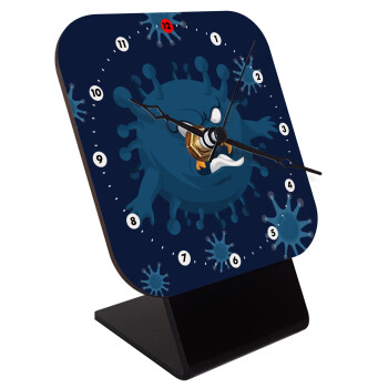 monster virus, Quartz Wooden table clock with hands (10cm)