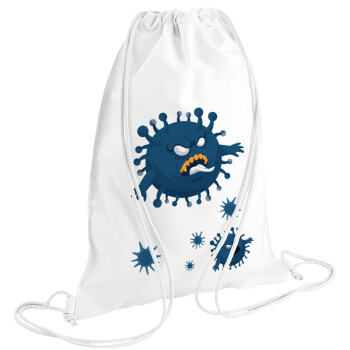 monster virus, Τσάντα πλάτης πουγκί GYMBAG λευκή (28x40cm)