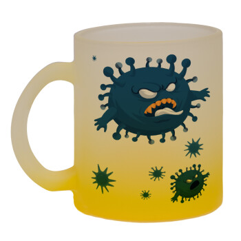 monster virus, Κούπα γυάλινη δίχρωμη με βάση το κίτρινο ματ, 330ml