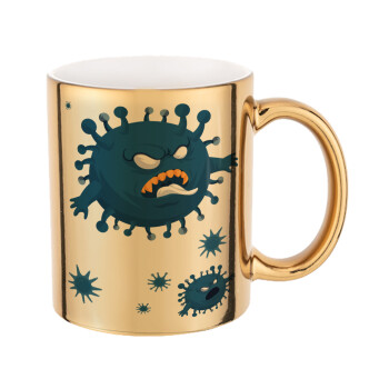 monster virus, Mug ceramic, gold mirror, 330ml