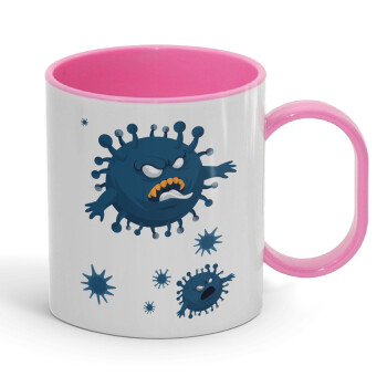 monster virus, Κούπα (πλαστική) (BPA-FREE) Polymer Ροζ για παιδιά, 330ml