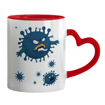 monster virus, Mug heart red handle, ceramic, 330ml