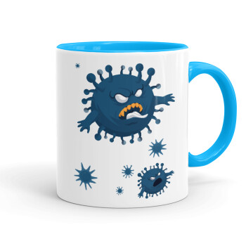 monster virus, Mug colored light blue, ceramic, 330ml