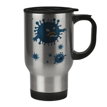 monster virus, Stainless steel travel mug with lid, double wall 450ml
