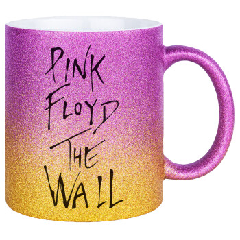 Pink Floyd, The Wall, Κούπα Χρυσή/Ροζ Glitter, κεραμική, 330ml