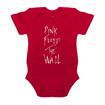 Pink Floyd, The Wall, Βρεφικό φορμάκι μωρού, ΚΟΚΚΙΝΟ, 100% Organic Cotton, κοντομάνικο