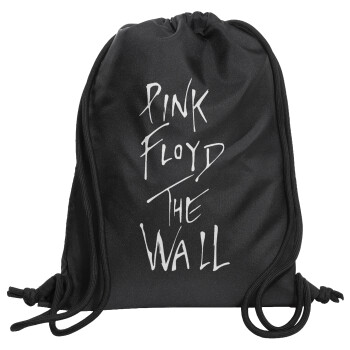 Pink Floyd, The Wall, Τσάντα πλάτης πουγκί GYMBAG Μαύρη, με τσέπη (40x48cm) & χονδρά κορδόνια