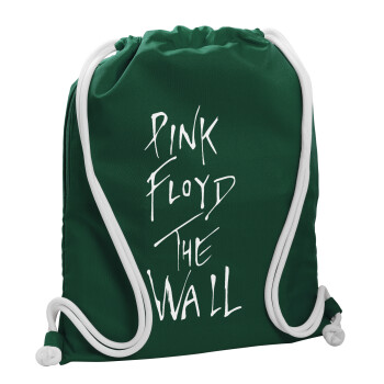 Pink Floyd, The Wall, Backpack pouch GYMBAG BOTTLE GREEN, with pocket (40x48cm) & thick white cords