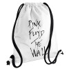 Pink Floyd, The Wall, Τσάντα πλάτης πουγκί GYMBAG λευκή, με τσέπη (40x48cm) & χονδρά κορδόνια