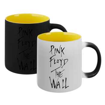 Pink Floyd, The Wall, Κούπα Μαγική εσωτερικό κίτρινη, κεραμική 330ml που αλλάζει χρώμα με το ζεστό ρόφημα (1 τεμάχιο)