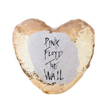 Pink Floyd, The Wall, Μαξιλάρι καναπέ καρδιά Μαγικό Χρυσό με πούλιες 40x40cm περιέχεται το  γέμισμα