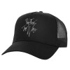 Structured Trucker Adult Hat, with Mesh, Black (100% COTTON, ADULT, UNISEX, ONE SIZE)