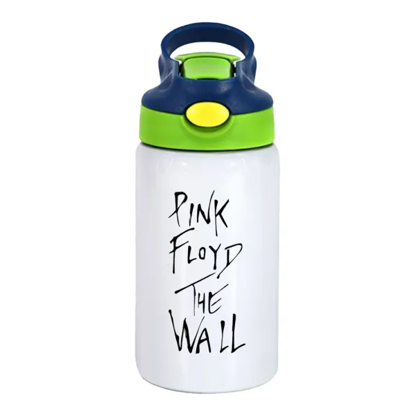Pink Floyd — Children's hot water bottle, stainless steel, with safety straw, green, blue (350ml)
