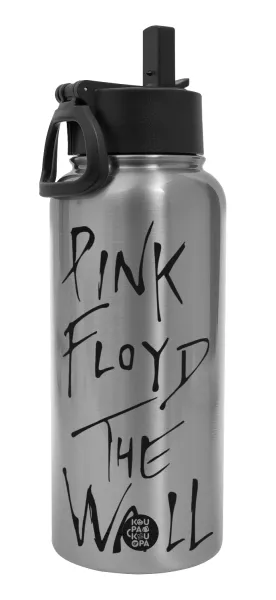 Pink Floyd — Μεταλλικό παγούρι θερμός Silver με καλαμάκι και χερούλι (Stainless steel), διπλού τοιχώματος, 950ml