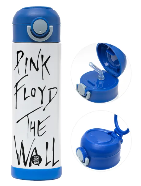 Pink Floyd — Children's hot water bottle, stainless steel, with safety straw, BLUE (500ml)